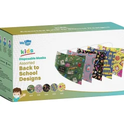 Masks<WeCare Disposable Face Masks, Kids, Assorted Back to School Designs, 50/Pack (WMN100125)