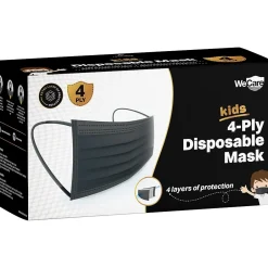 Masks<WeCare Disposable Face Mask, Kids, Black, 50/Pack (WMN100124)