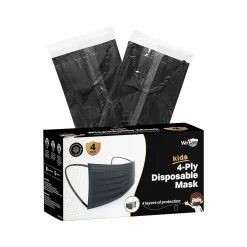 Masks<WeCare Disposable Face Mask, Kids, Black, 50/Pack (WMN100124)