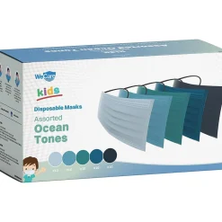 Masks<WeCare Disposable Face Masks, Kids, Assorted Ocean Tones, 50/Pack (WMN100136)