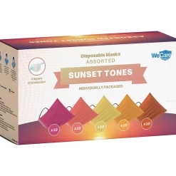 Masks<WeCare Disposable Face Masks, Assorted Sunset Tones, 50/Pack (WMN100134)