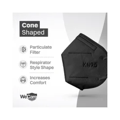 Masks<WeCare Disposable KN95 Face Mask, Adult, Black, 20 Masks/Box, 50 Boxes/Pack (TBN202937)