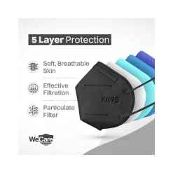 Masks<WeCare Disposable KN95 Face Mask, Adult, Black, 20 Masks/Box, 50 Boxes/Pack (TBN202937)