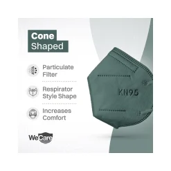 WeCare Disposable KN95 Face Mask, Adult, Dark Green, 20 Masks/Box, 3 Boxes/Pack (TBN203227)