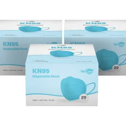 WeCare Disposable KN95 Face Mask, Adult, Blue, 20 Masks/Box, 3 Boxes/Pack (TBN203225)