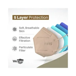 Masks<WeCare Disposable KN95 Face Masks, One Size, Assorted Earth Tones, 20/Pack, 3 Packs/Carton (TBN203258)
