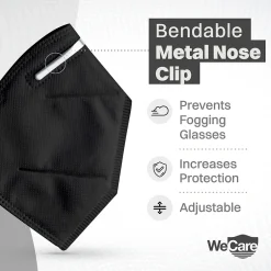 WeCare KN95 Disposable Face Mask, Adult, Black, 20 Masks/Box, 3 Boxes/Pack (TBN202934)