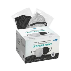 Masks<WeCare Leopard Print Disposable KN95 Fabric Face Masks, One Size, Assorted Colors, 20/Pack (WMN100121)