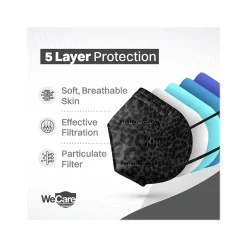 Masks<WeCare Leopard Print Disposable KN95 Fabric Face Masks, One Size, Assorted Colors, 20/Pack (WMN100121)