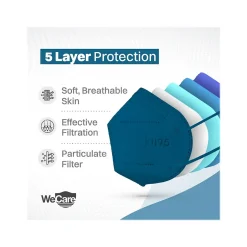 Masks<WeCare Ocean Tones Disposable KN95 Fabric Face Masks, One Size, Assorted Colors, 20/Pack (WMN100123)