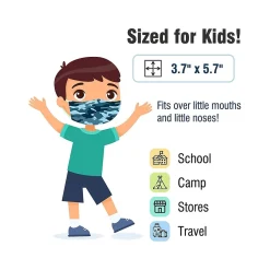 Masks<WeCare 3-ply Disposable Face Mask, Individually Wrapped, Kids, Blue Camo, 50/Box (WMN100042)