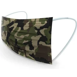Masks<WeCare 3-ply Disposable Face Mask, Individually Wrapped, Adult, Green Camo, 50/Box (WMN100019)