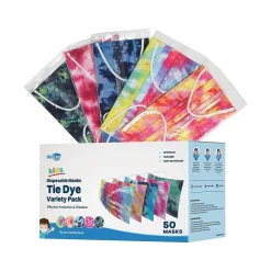 Masks<WeCare 3-ply Disposable Face Masks, Individually Wrapped Variety Pack, Kids, Multicolor, 50/Box (WMN100061)