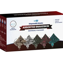 Masks<WeCare 3-ply Disposable Face Masks, Individually Wrapped, Adult, Assorted Snakeskin Prints, 50/Box (WMN100077)