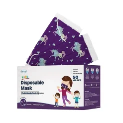 Masks<WeCare 3-ply Disposable Face Mask, Kids, Purple, 50/Box (WMN100043)