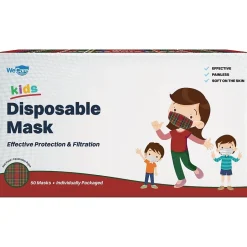 Masks<WeCare 3-ply Disposable Face Mask, Kids, Plaid, 50/Box (WMN100051)