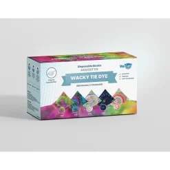 Masks<WeCare 3-ply Disposable Face Mask, Adult, Assorted Wacky Tie-Die Designs, 50/Box (WMN100092)