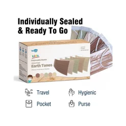 Masks<WeCare 3-ply Disposable Face Masks, Kids, Assorted Earth Tones, 50/Box (WMN100094)