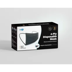 Masks<WeCare 4-ply Disposable Face Mask, Adult, Classic Black, 50/Box (WMN100086)