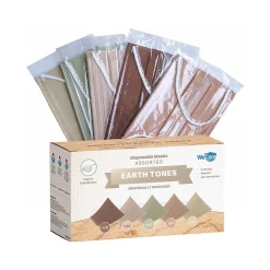 Masks<WeCare 3-ply Disposable Face Masks, Adult, Assorted Earth Tones, 50/Box (WMN100090)