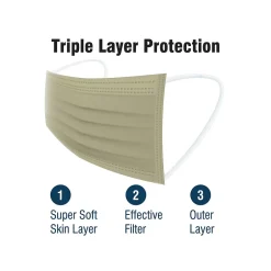 Masks<WeCare 3-ply Disposable Face Masks, Adult, Assorted Earth Tones, 50/Box (WMN100090)