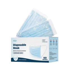 Masks<WeCare 3-ply Disposable Face Mask, Adult, Blue, 50/Box (WMN100003)
