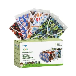 Masks<WeCare 3-ply Disposable Face Masks, Kids, Assorted Sports Designs, 50/Pack (WMN100080)
