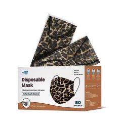 Masks<WeCare 3-ply Disposable Face Mask, Adult, Leopard, 50/Pack (WMN100072)