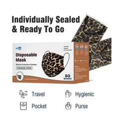Masks<WeCare 3-ply Disposable Face Mask, Adult, Leopard, 50/Pack (WMN100072)
