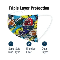 Masks<WeCare 3-ply Disposable Face Masks, Kids, Assorted Sports Deisgns, 50/Box (WMN100118)