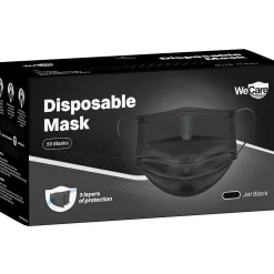Masks<WeCare 3-ply Disposable Face Mask, Adult, Jet Black, 50/Box (WMN100120)