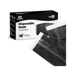Masks<WeCare 3-ply Disposable Face Mask, Adult, Midnight Black, 50/Box (WMN100119)