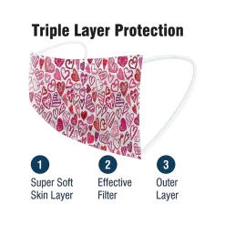 Masks<WeCare 3-ply Disposable Face Masks, Kids, Assorted Crayon Art Designs, 50/Box (WMN100116)