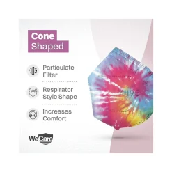 Masks<WeCare Tie Dye Disposable KN95 Fabric Face Masks, One Size, Assorted Colors, 20/Pack (WMN100127)