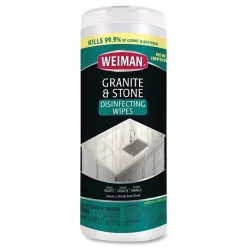 Weiman Granite & Stone Disinfecting Wipes, Spring Garden Scent, 30 Wipes/Container, 6/Carton (WMN54A)