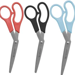 Westcott All Purpose 8" Stainless Steel Standard Scissors, Pointed Tip, Assorted Colors, 3/Pack (13023/13403) Clearance