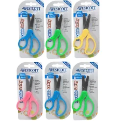 Westcott School Kumfy 5" Metal Blunt Tip, Assorted Colors, Pack of 6 (ACM13594-6) New