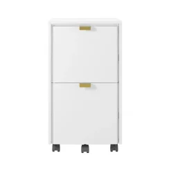Best Breenly 2-Drawer Mobile Vertical File Cabinet, Letter/Legal Size, 28"H x 16"W x 20.63"D, Off-White/Gold (SPUS-BRMF-WH) File Cabinets
