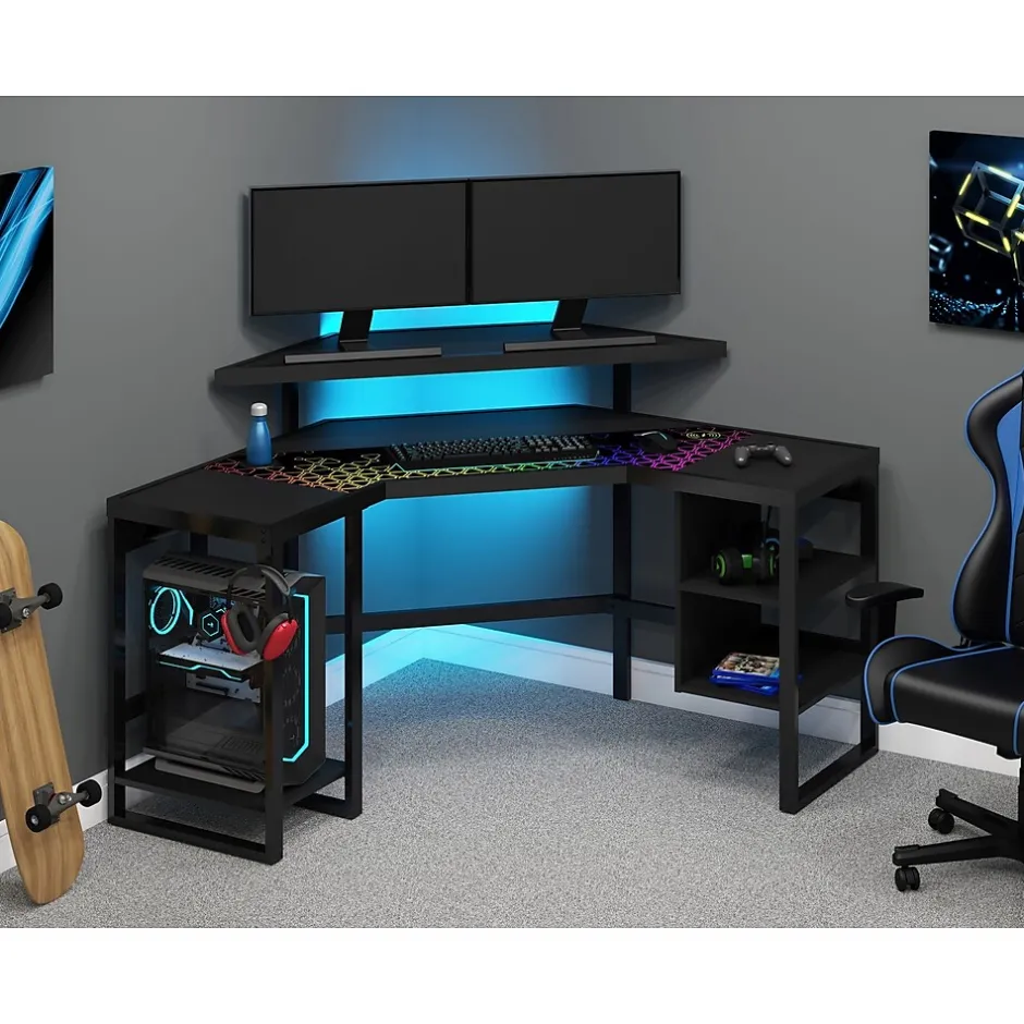 Leet LevelUp 53"W Corner Desk, Onyx (SPLS-LTCGD) Corner Desks