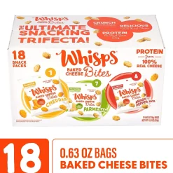 Crackers<Whisps Baked Cheese Bites Variety Snack Packs, 0.63 oz, 18/Pack (220-02347)