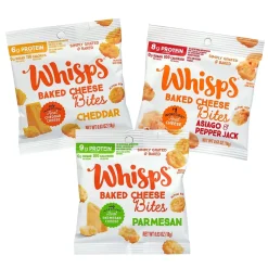 Crackers<Whisps Baked Cheese Bites Variety Snack Packs, 0.63 oz, 18/Pack (220-02347)