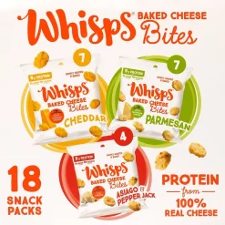 Crackers<Whisps Baked Cheese Bites Variety Snack Packs, 0.63 oz, 18/Pack (220-02347)