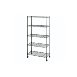 Hot Supreme 5-Tier 59.5" Rolling Cart, Black (6070-7666) Shelving