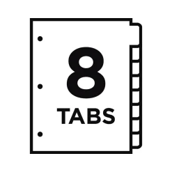 Wilson Jones View-Tab Blank Polypropylene/PP Dividers, 8-Tab, Multicolor (W55063)