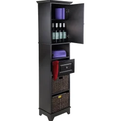 20618 Cabinet with Baskets, Black Storage Cabinets