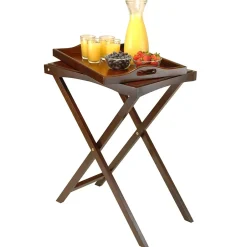 Outlet Folding Butler Tray Table, Antique Walnut (94422) Folding Tables