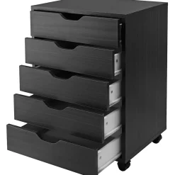 Discount Halifax 5-Drawer Storage Cabinet, Black (20519) Storage Cabinets