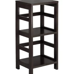Hot Leo Solid/Composite Wood 2-Tier Narrow Storage Shelf, Espresso Bookcases