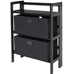 Sale Torino 3-Pc Folding Bookcase w/ Fabric Baskets, Black/Black (20306) Bookcases