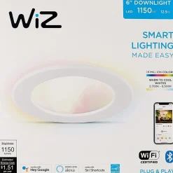 Smart Bulbs<Philips WiZ 12.5W LED Smart Downlight, Multicolor (604298)
